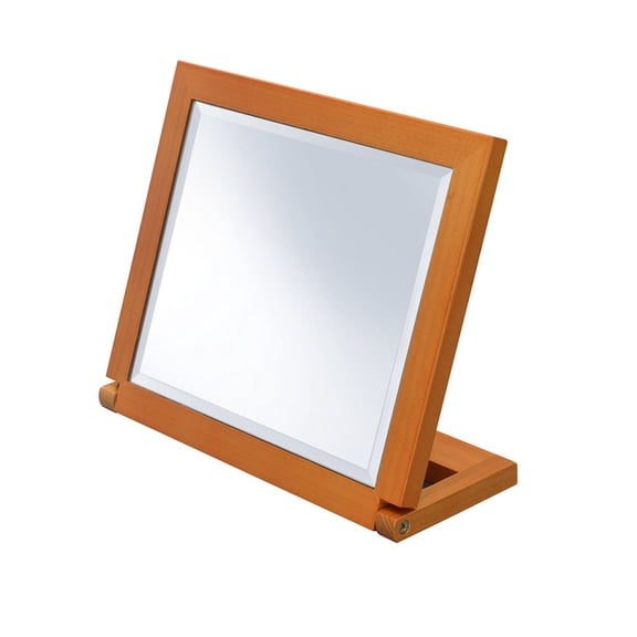 JERFIT Walnut Vanity Makeup Mirror with Stand, 10 Tilt Adjustable Tabletop Cosmetic Mirror for Bathroom & Bedroom, Polished Polyresin Base