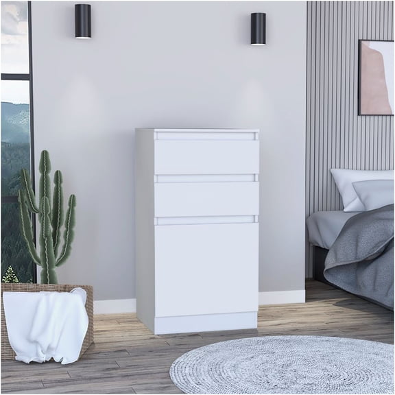 JERFIT White 2-Drawer Dresser with Flip Top Mirror, Jewelry Cabinet & Storage