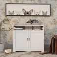 thumbnail image 1 of JERFIT White Cat Litter Box Enclosure Furniture with Hidden Power Outlet, 2-Door Cabinet Pet House, Side Table with Storage for Indoor Cats, 1 of 9