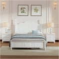 thumbnail image 1 of JERFIT White Full Size Platform Bedroom Set with 2 Nightstands, Wood Bed Frame & Storage Drawers, Modern Farmhouse Style, 1 of 10
