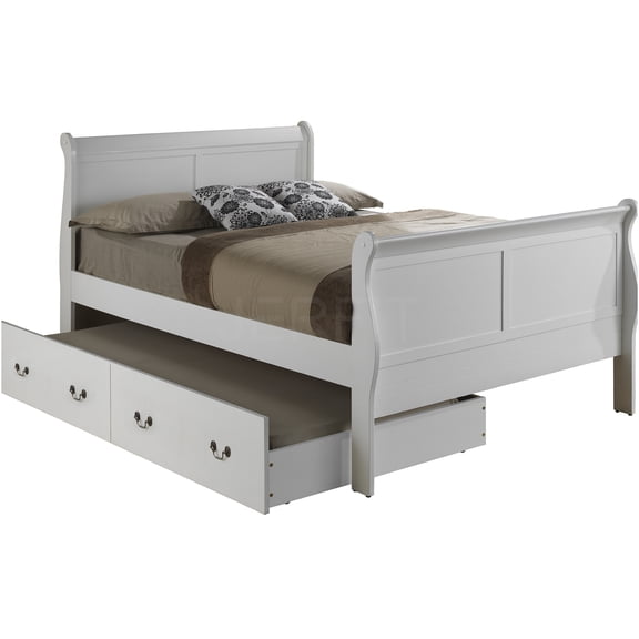 JERFIT White Full Size Trundle Bed Frame with Storage Drawer, Classic Platform Bed with Headboard, No Box Spring Needed, Easy Assembly