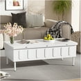 thumbnail image 1 of JERFIT White Lift-Top Coffee Table with Storage, 3-in-1 Convertible Folding Desk & Dining Table with 2 Drawers for Small Space Living Room, 1 of 10