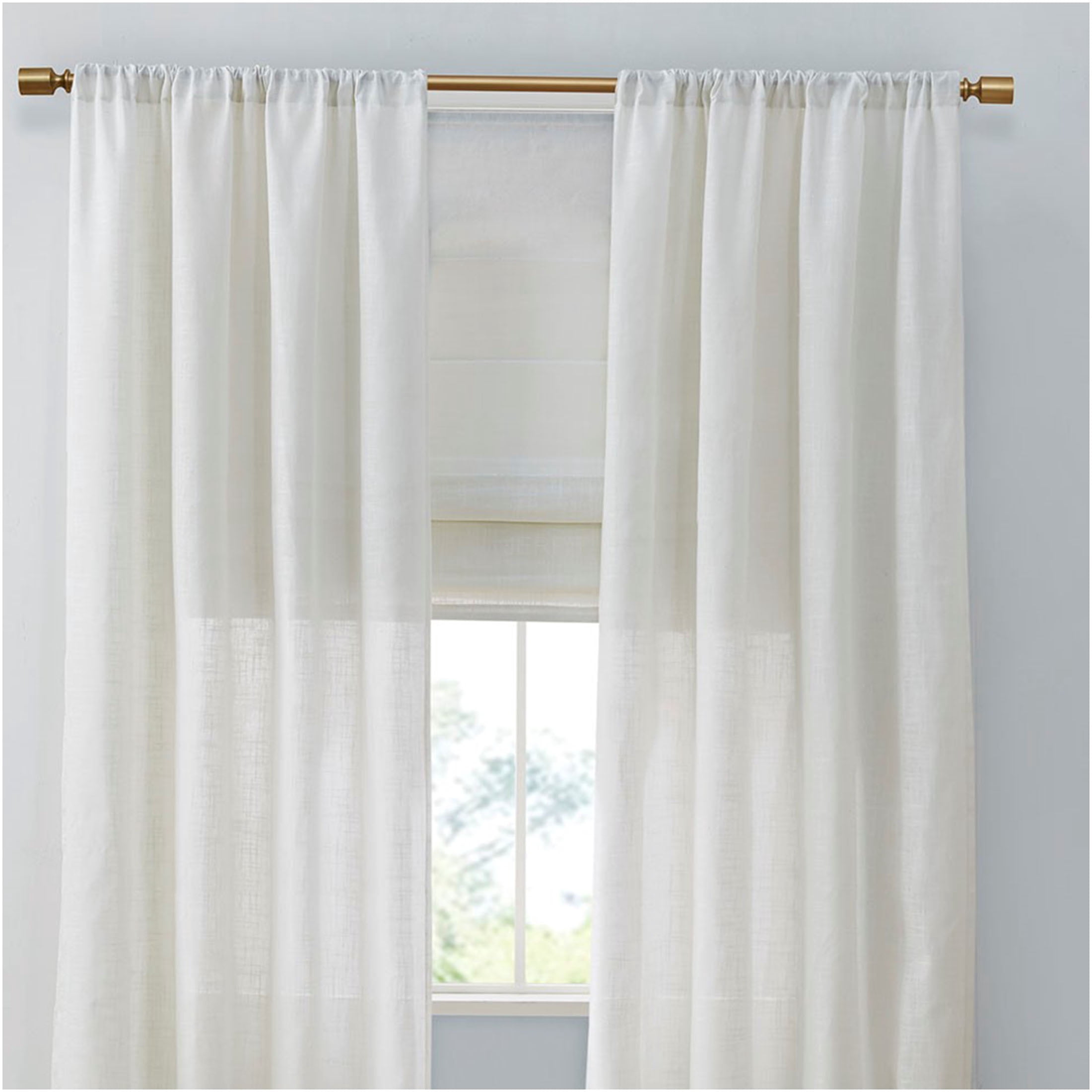 JERFIT White Linen Look Curtains 52x84 Inch Set of 2 Panels, Light Filtering Rod Pocket Drapes for Living Room Bedroom, Soft Textured Polyester Linen Blend, OEKO-TEX Certified