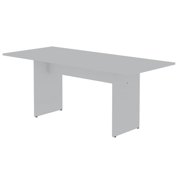 JERFIT White Modern Farmhouse Dining Table for 6, Rustic H-Base Kitchen Table with Wood Grain Finish
