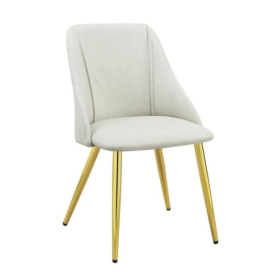 JERFIT White Modern Faux Leather Dining Chairs Set of 2, Side Chairs with Chrome Metal Legs for Kitchen, Dining Room