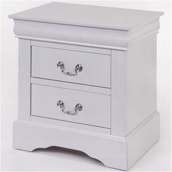 JERFIT White Nightstand with 2 Drawers, No Assembly Required, Louis Philippe Style Bedside Table for Bedroom, Classic Wood Accent Furniture