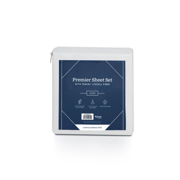 JERFIT White Tencel Lyocell & Cotton Linen Blend Split King Sheet Set with Deep Pockets, Breathable & Moisture Wicking Bed Sheets