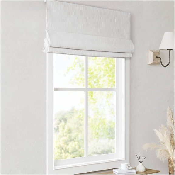 JERFIT White Total Blackout Cordless Roman Shade Window Blind - 27x64 Inch, Polyester Fabric, Easy Lift, Light Blocking, Energy Efficient, Room Darkening for Bedroom