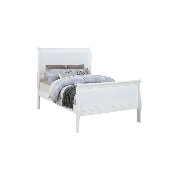 JERFIT White Twin Sleigh Bed Frame, Solid Wood Modern Platform Bed with No Box Spring Needed, Sturdy Bedroom Furniture