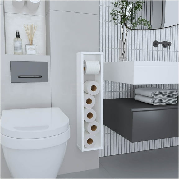 JERFIT White Wall Mounted Bathroom Shelf with 2 Shelves, Space Saving Storage Organizer for Toiletries, Towels, Engineered Wood