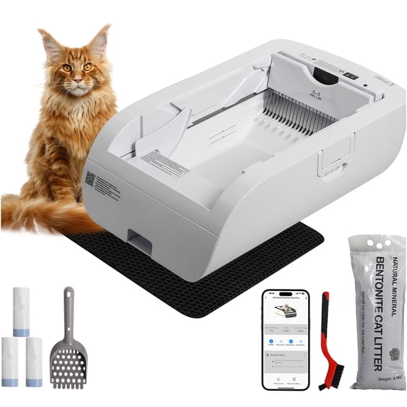 JERFIT WiFi Smart Cat Litter Box, Automatic Self-Cleaning with Wide Opening, APP Control for Cats