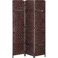 thumbnail image 1 of JERFIT Wicker Room Divider Screen with Arched Top, 3-Panel Wood Folding Privacy Partition for Home, Dorm, Studio, 1 of 4