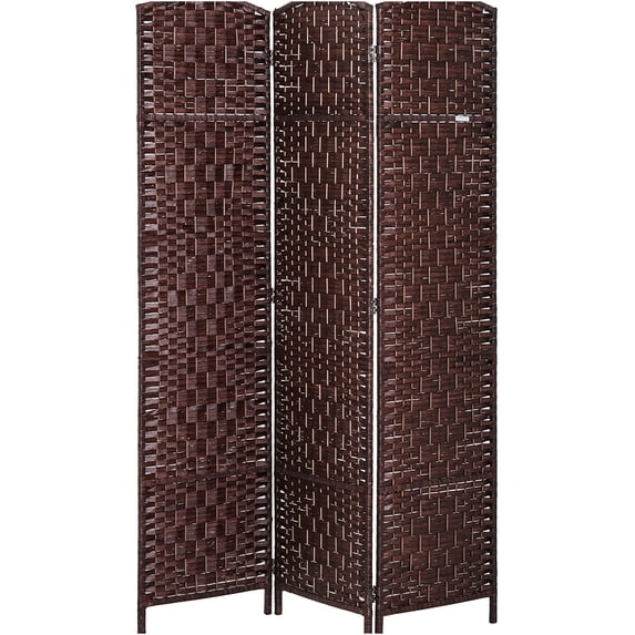 JERFIT Wicker Room Divider Screen with Arched Top, 3-Panel Wood Folding Privacy Partition for Home, Dorm, Studio