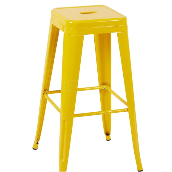 JERFIT Yellow Metal Backless Bar Stools Set of 2, Counter Height Stools for Kitchen Island, Dining Room, Cafe, Easy Assembly, Space Saving Design