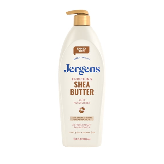 Jergens Shea Butter Hand and Body Lotion, Dry Skin Moisturizer, Dermatologist Tested, 28.2 fl oz