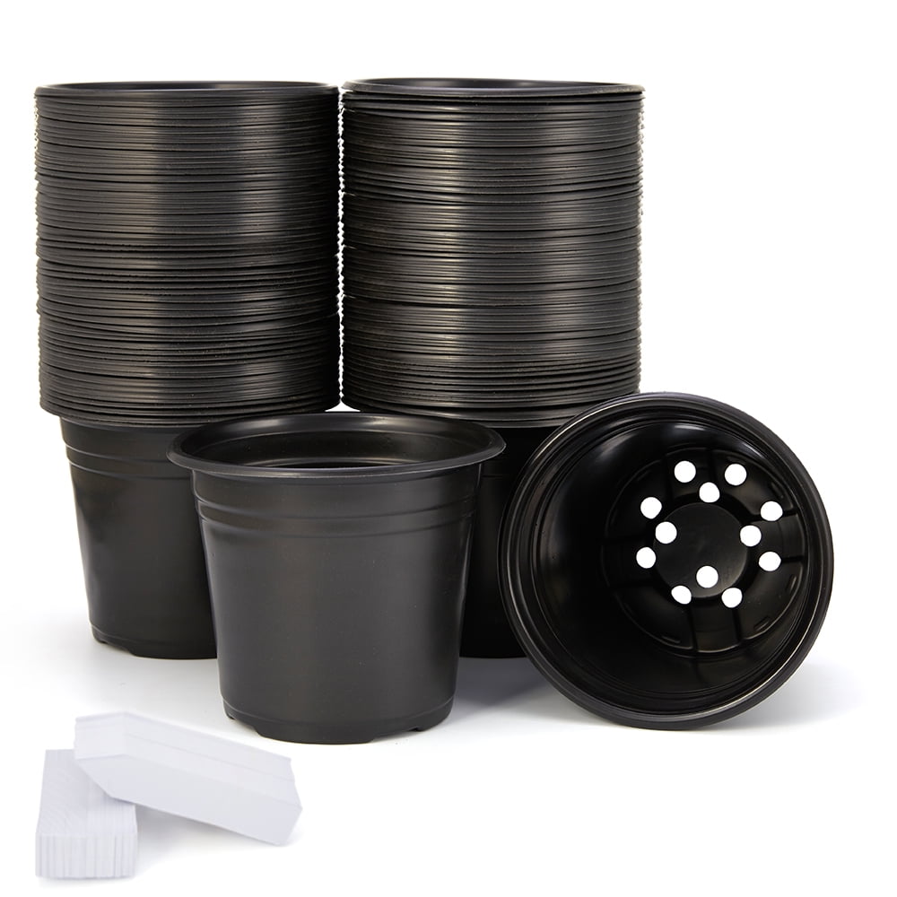 JERIA 100Pack 0.5 Gallon Plant Nursery Pots, Plastic Pots for Flower