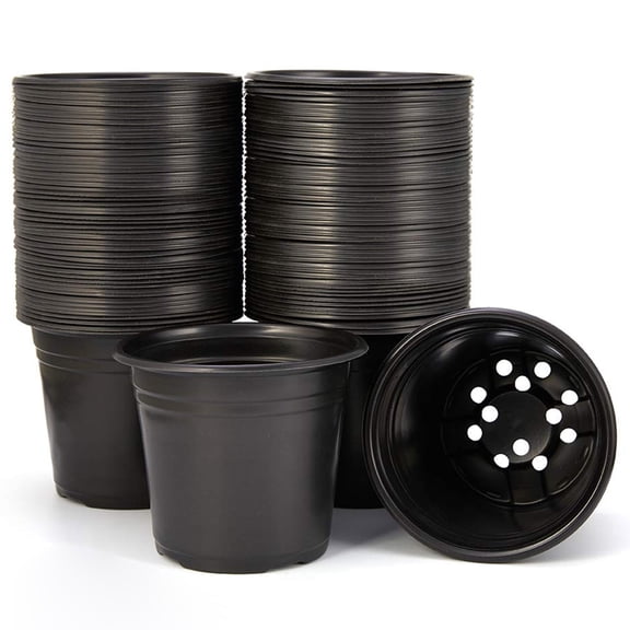 JERIA 100-Pack 0.5 Gallon Plant Nursery Pots, Plastic Pots for Flower Seedling, Flower Plant Container Seed Starting Pot, Come with 100 Pcs Plant Labels
