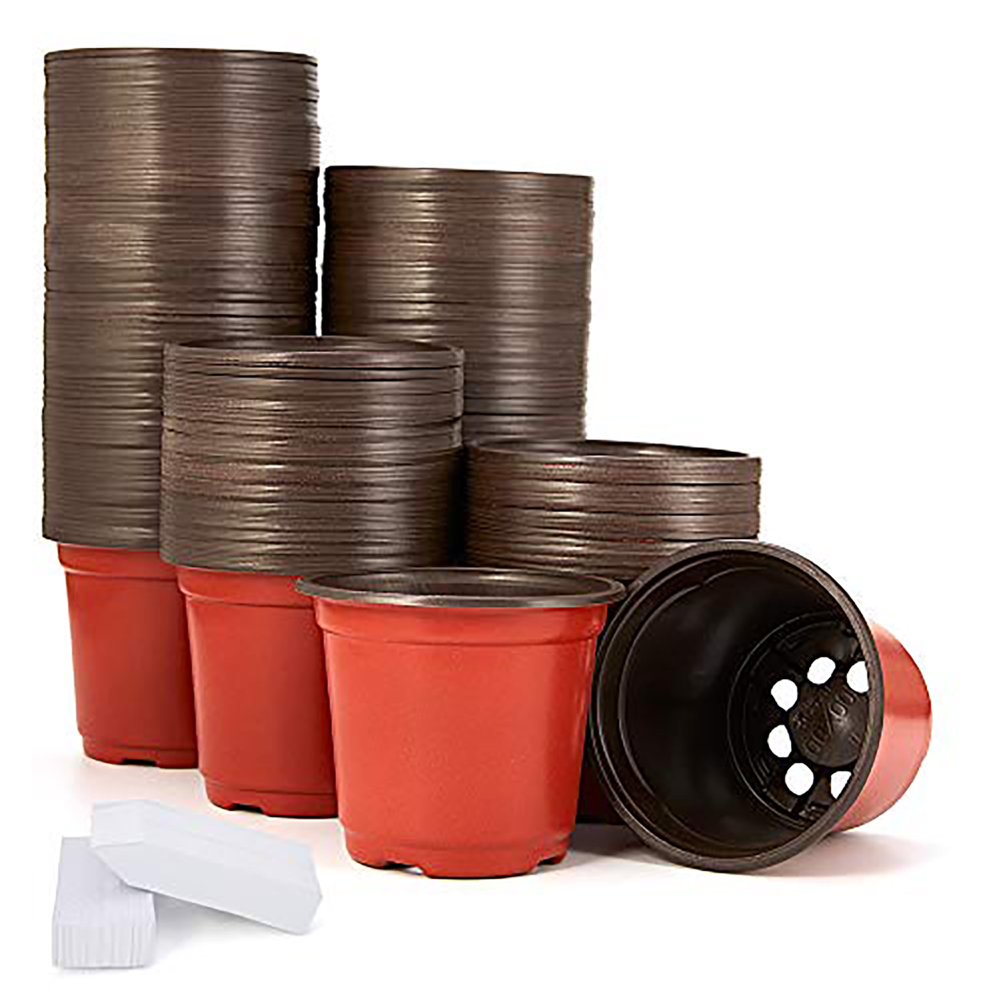 JERIA 200-Pack 4 Inch Plastic Plant Nursery Pots Come with 200 Pcs ...