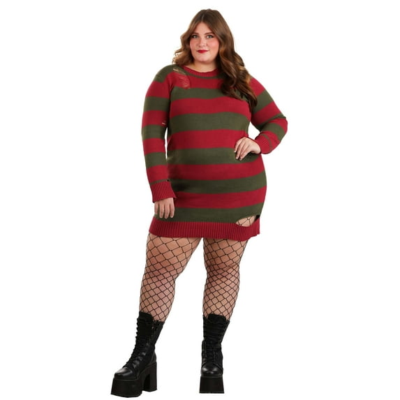 JERRY LEIGH Freddy Krueger Fancy-Dress Costume for Women with Distressed Stripes for Adults, 1X