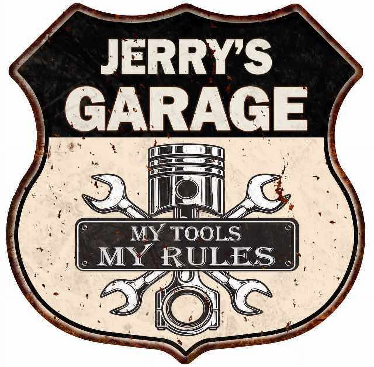 JERRY'S Garage My Tools My Rules Metal Sign Size 12"x 12"