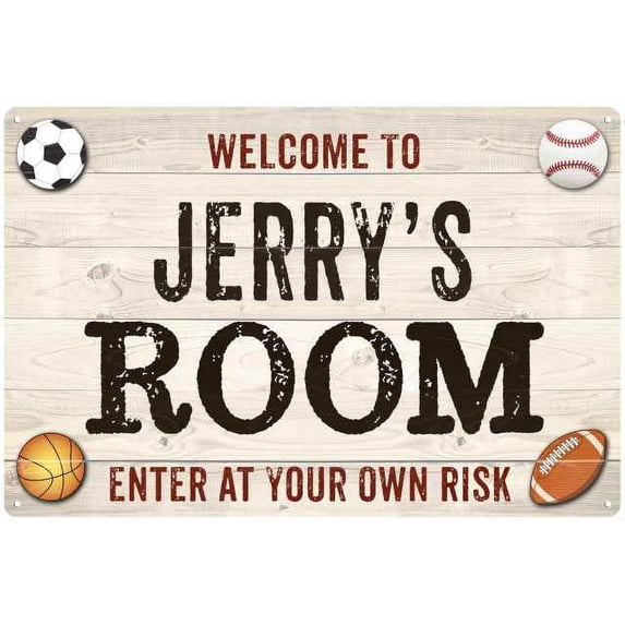 JERRY'S Room Kids Bedroom Sign Boy's Gift 8x12 Metal 108120090317