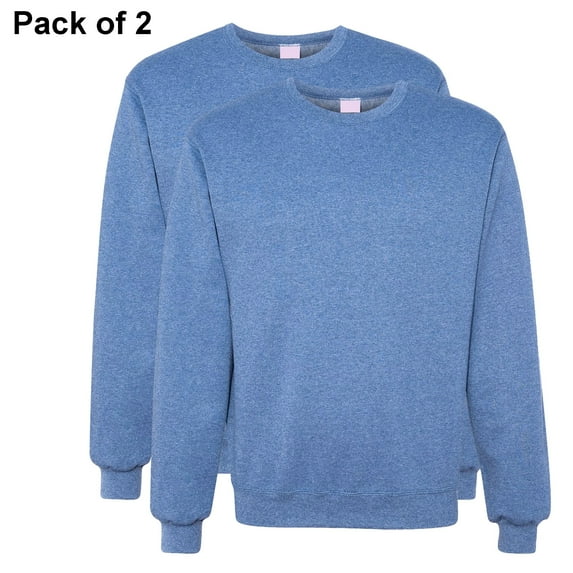 JERZEES Crewneck Sweatshirt - 562MR Fleece Pullover for Unisex | 50/50 Cotton/Polyester Vintage Heather Blue 8 oz High-Stitch NuBlend Sweatshirt 2 Pack Size 3XL
