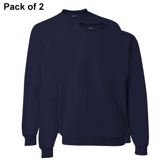 JERZEES Crewneck Sweatshirt for Unisex, Nublend Fleece Durable Pullover Sweater 50% Polyester 50% Cotton, 8 Oz, Pack 2, L Size, J. Navy Color