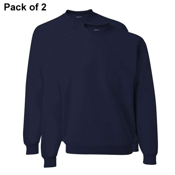 JERZEES Crewneck Sweatshirt for Unisex, Nublend Fleece Durable Pullover Sweater 50% Polyester 50% Cotton, 8 Oz, Pack 2, XL Size, J. Navy Color