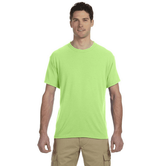 JERZEES Dri-Power 50/50 High Visibility T-Shirt for Men, Short Sleeve Crew Neck Tee, Neon Green, S