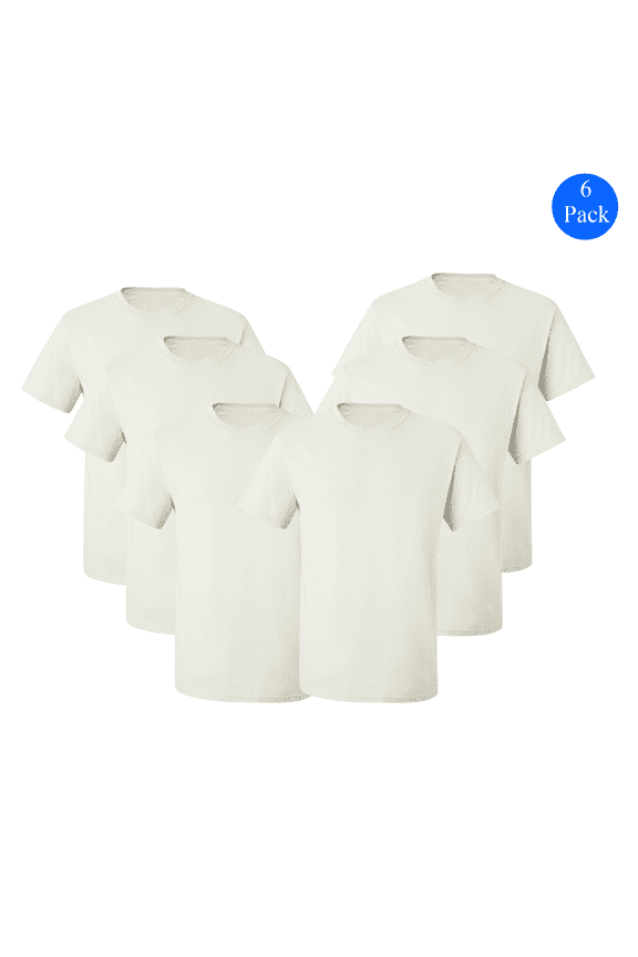 Dri-Power T-Shirts for Men, 6-Pack, Bulk Short Sleeve White Tees, 3XL