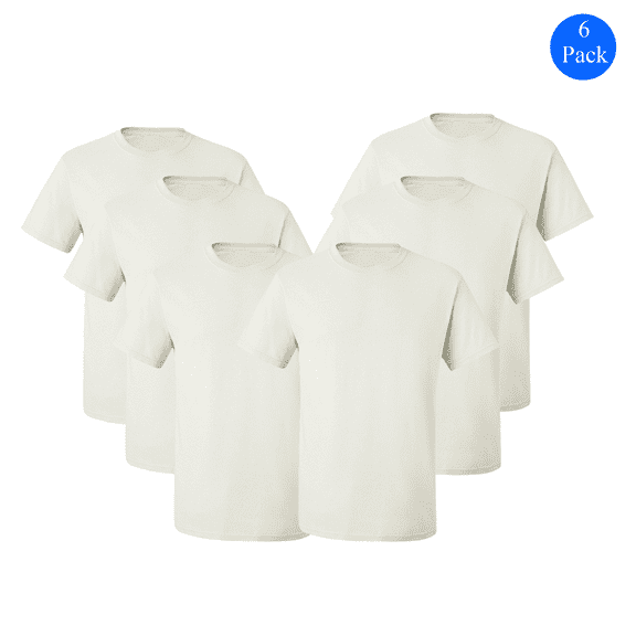 JERZEES Dri-Power T-Shirts for Men, 6-Pack, Bulk Short Sleeve White Tees, XL