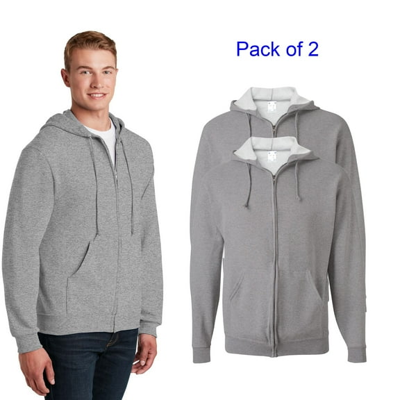 JERZEES Full-Zip Hooded Sweatshirt GR - 99, Adult 2XL, Nublend Long Sleeve Fleece Hoodie, 2 Pack Oxford Hoody