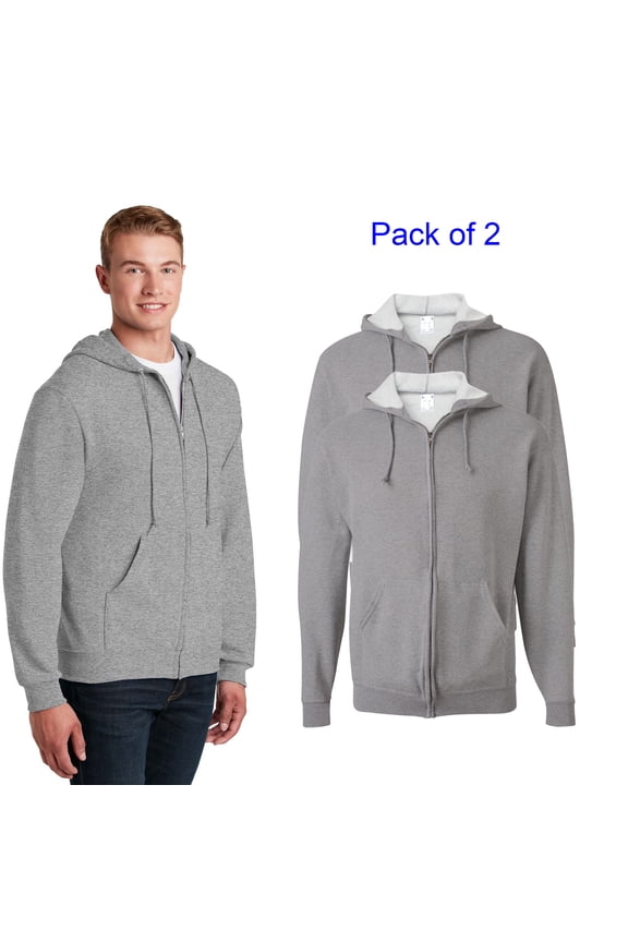 Full-Zip Hooded Sweatshirt GR - 99, Adult L, Nublend Long Sleeve Fleece Hoodie, 2 Pack Oxford Hoody