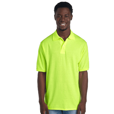 JERZEES Hi- Vis Dri-Power Polo Shart, 50/50 cotton/poly Safety Green jersey Mans' Polo Size-XL