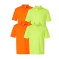 thumbnail image 1 of JERZEES Hi Vis Men Dri-Power Workwear Polo, Short Sleeve Safety Green & Orange T-Shirt, Pack 4, XL, 1 of 8