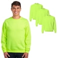 thumbnail image 1 of JERZEES Hi-Vis Safety Green Crewneck Sweatshirt 562MR, Hi-Vis Fleece, Pack of 3, 3XL, 1 of 5