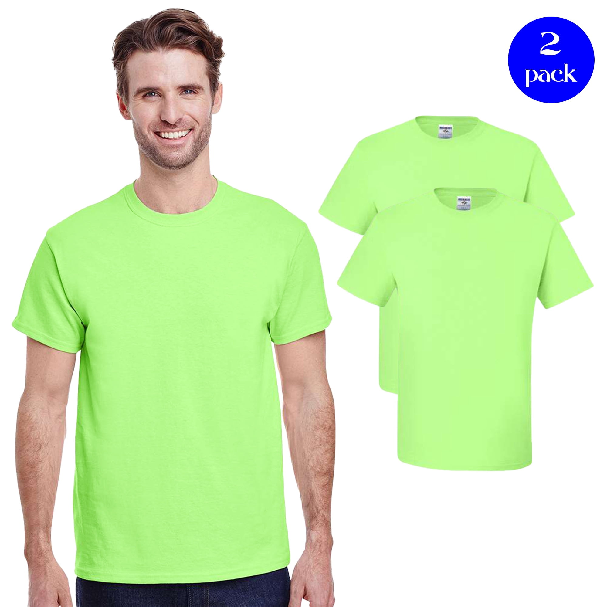 JERZEES High Visibility Safety T-Shirt, 2-Pack Short Sleeve Neon