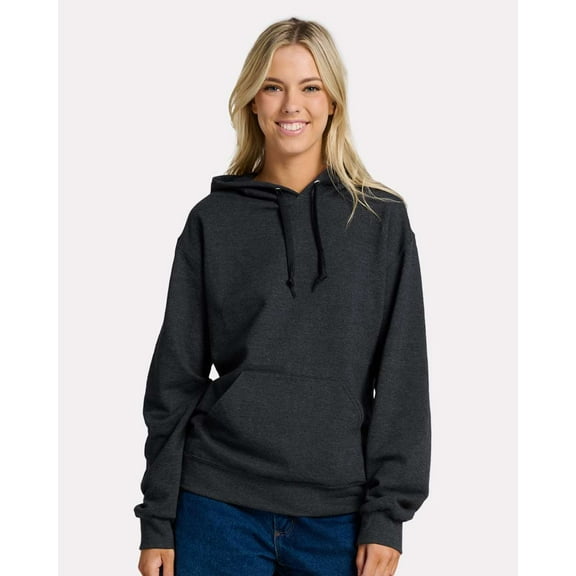 JERZEES IC49MR Ultimate CVC Hooded Sweatshirt-Black Ink Heather-L