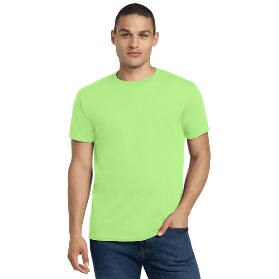 JERZEES Men Dri-Power 50/50 High Visibility T-Shirt, Short Sleeve Crew Neck, Safety Neon Green, S