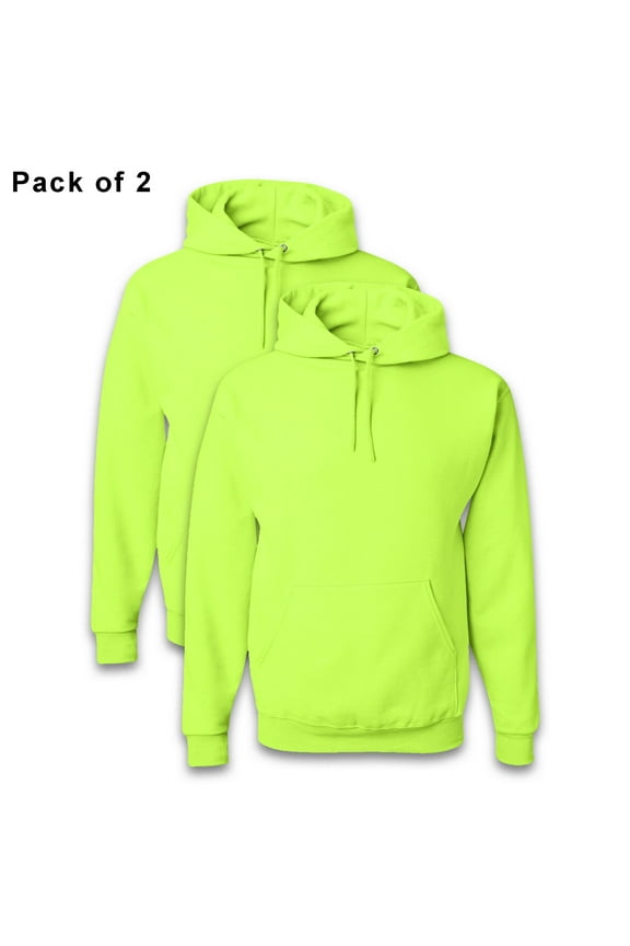 Men High Visibility Safety Hoodie, 2 Pack Size-S, NuBlend 50/50 Cotton/Polyester | Hi Vis Safety Green Work Reflective Hooded Sweatshirt