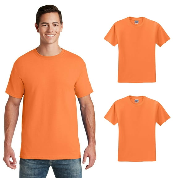 JERZEES Men’s Dri-Power High Visibility Work T-Shirt, Short Sleeve Tee, Safety Orange, 2-Pack, L