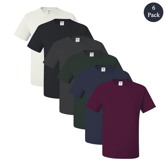 JERZEES Men's Dri-Power T-Shirt, Comfortable Short Sleeve Crew Neck Tee, Assorted Color, 6 Pack, S