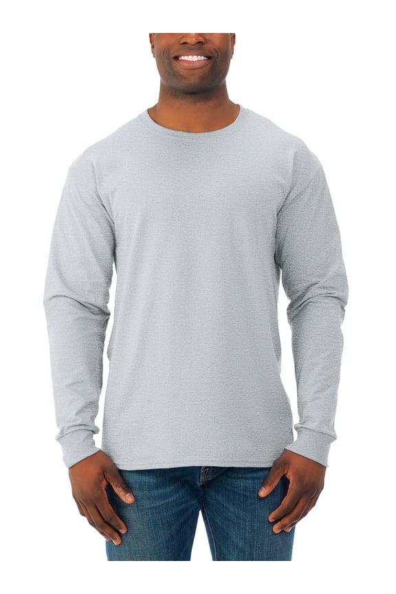 Men's Moisture Wicking Long Sleeve Crew Neck T-Shirt, (Men's & Big Men's)