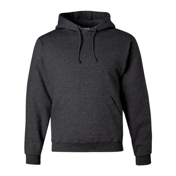 JERZEES Men’s NuBlend Fleece Hooded Sweatshirt, 50/50 Cotton/Polyester Pullover Soft Warm Winter Hoodie (Black-Heather, L)