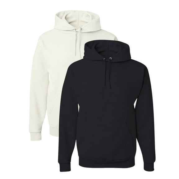 JERZEES Men’s NuBlend Fleece Hooded Sweatshirt, 50/50 Cotton/Polyester Pullover Soft Warm Winter Hoodie (Black White-2PCS, 3XL)