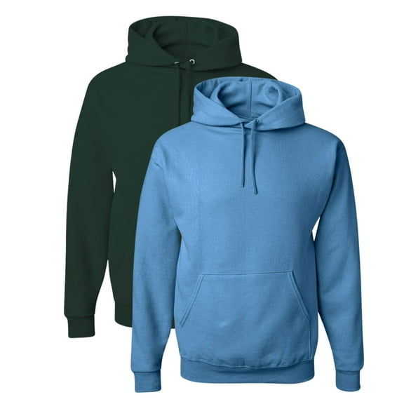 JERZEES Men’s NuBlend Fleece Hooded Sweatshirt, 50/50 Cotton/Polyester Pullover Soft Warm Winter Hoodie (Columbia-Blue Forest-Green-2PCS, M)