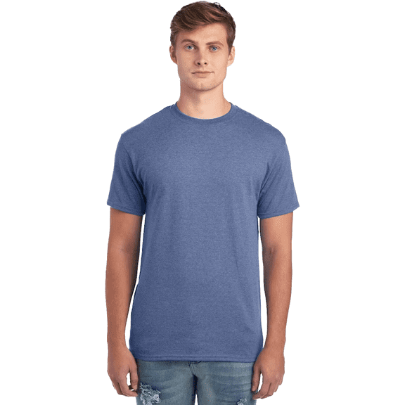 JERZEES Men's Ring-Spun T-Shirt, 50/50 Cotton/Polyester, Men's Short Sleeve, Pre-Shrunk, Denim Heather, XL