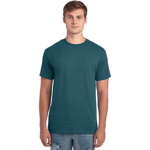 JERZEES Men's Ring-Spun T-Shirt, 50/50 Cotton/Polyester, Men's Short Sleeve, Pre-Shrunk, Digital Teal Heather, L