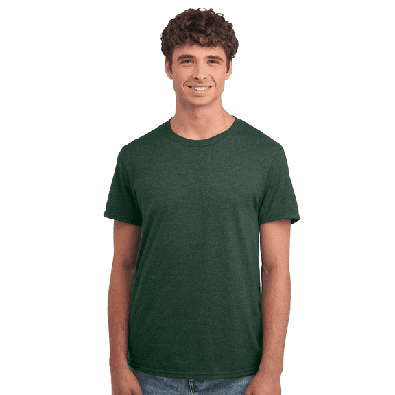 JERZEES Men's Ring-Spun T-Shirt, 50/50 Cotton/Polyester, Men's Short Sleeve, Pre-Shrunk, Forest Green Heather, S