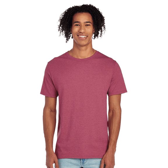JERZEES Men's Ring-Spun T-Shirt, 50/50 Cotton/Polyester, Men's Short Sleeve, Pre-Shrunk, Raspberry Heather, XL